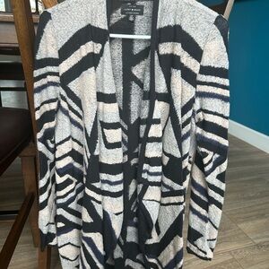 Black and Cream Geometric Cardigan